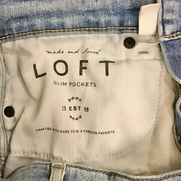 LOFT 4 (27) Skinny Jeans Women’s Distressed Frayed Hems Light Wash Stretch - Picture 7 of 11